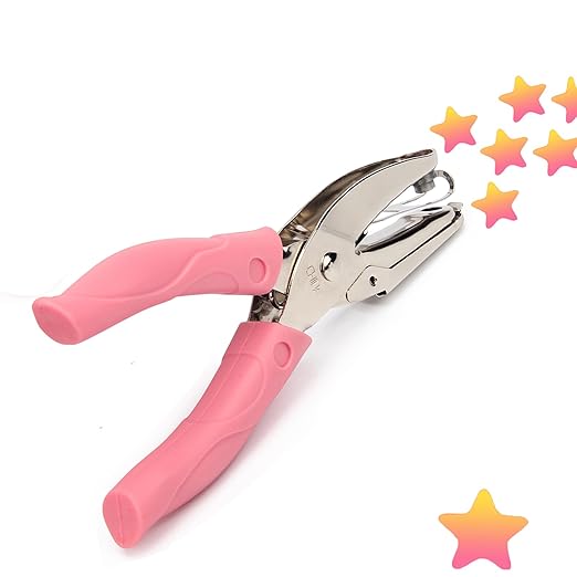 Star-Shape Handheld Hole Paper Punch, Pletpet Heart Hole Punch + Star Hole Punch 1/4 Inch Metal Single Hole Paper Punch, with Soft-Handled for Tags Clothing Ticket