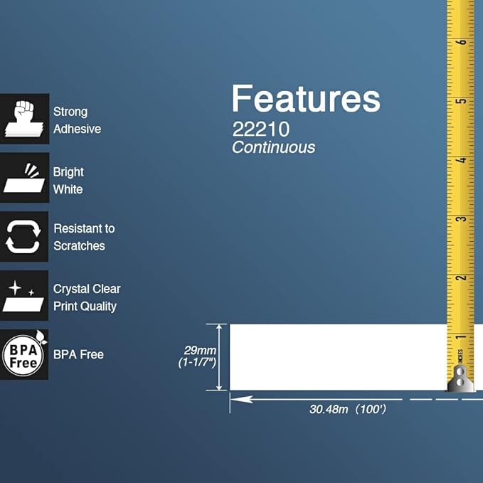 BETCKEY - Compatible Continuous Label Replacement for Brother DK-2210 (1-1/7" x 100'), Use with Brother QL Label Printers [20 Rolls]