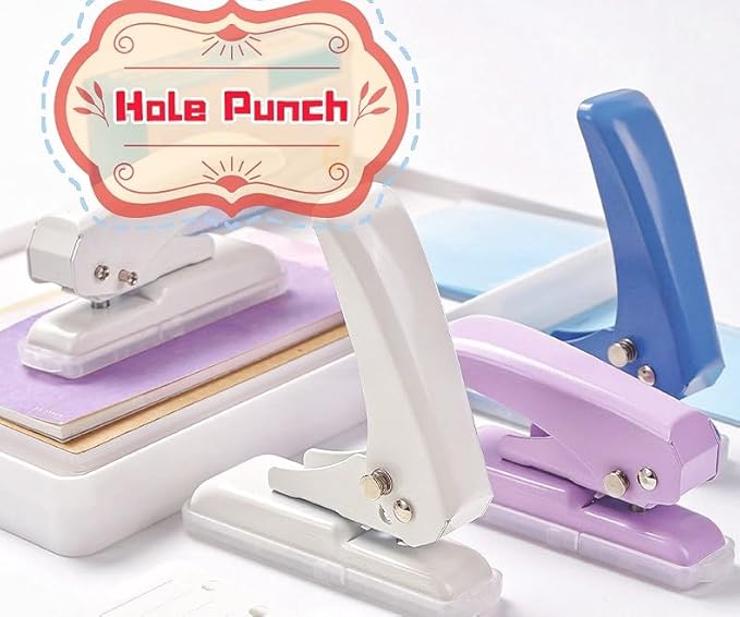 Heavy Duty Single Hole Punch, 40 Sheets Capacity Hole Puncher Single Small Hole Punch One Hole Puncher for Crafts Paper Cards Tags Scrapbook-1/4 inch Hole, Purple