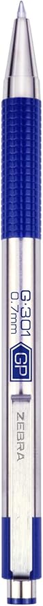 Zebra Pen G-301 Retractable Gel Pen, 0.7mm Medium Point, Stainless Steel Barrel, Ideal for Office Supplies, School Supplies & Teacher Supplies, Blue Ink, 2-Pack (41322)