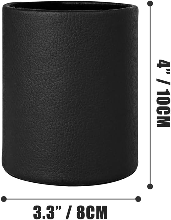 CXLE Pencil Holder Desk Organizer, PU Leather Pen Holder for Desk Decor Organizer Cosmetics Brush Holder for Teachers Students Storage Box Office Classroom(Black)