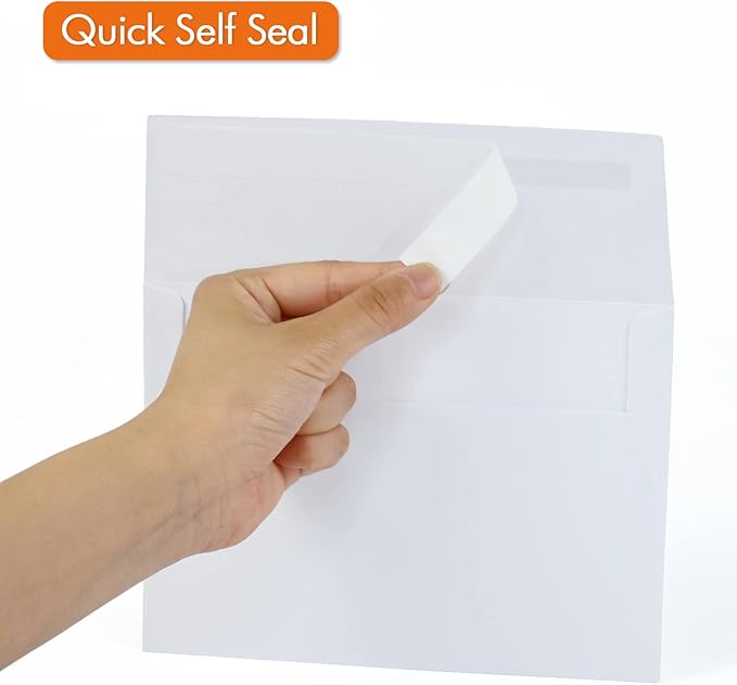 A7 Printable White Envelopes 5x7 100 Pack Quick Self Seal,for 5x7 Cards Perfect for Weddings, Invitations, Photos, Graduation, Baby Shower 5.25 x 7.25 inches，AZAZA