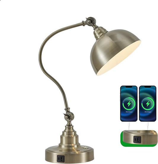 Vintage Desk Lamp Decorative Table Lamp for Home Office Living Room Bedroom Desk Light, Rustic Industrial Farmhouse Antique Library Study Desk Lamp E26 LED Bulb Included