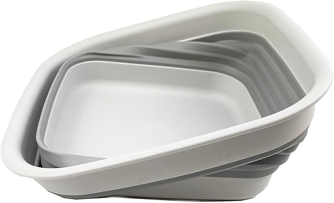 SAMMART 8L (2.1 Gallon) Collapsible Tub - Foldable Dish Tub - Portable Washing Basin - Space Saving Plastic Washtub (Grey)