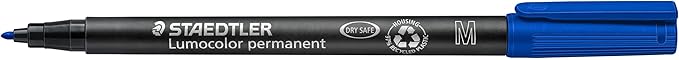 STAEDTLER Lumocolor Universal Pen, Medium, Felt Tip, Permanent Marker, 1.0mm, Blue 317-3
