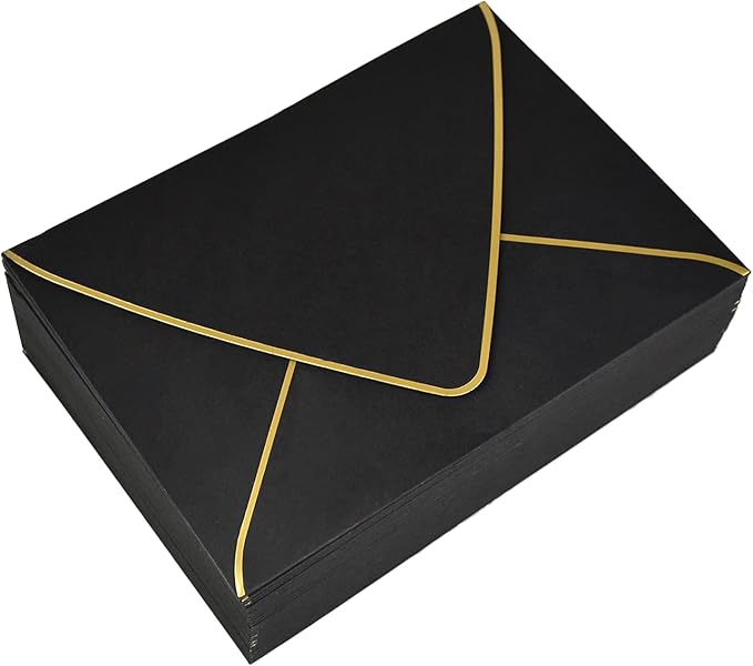 A7 Black Envelopes 5 x 7,50Pack,- For 5x7 Cards| Self Seal| Perfect for Weddings, Invitations, Photos, Graduation, Baby Shower| Thick Luxury Paper|5.25 x 7.25 Inches (Black)