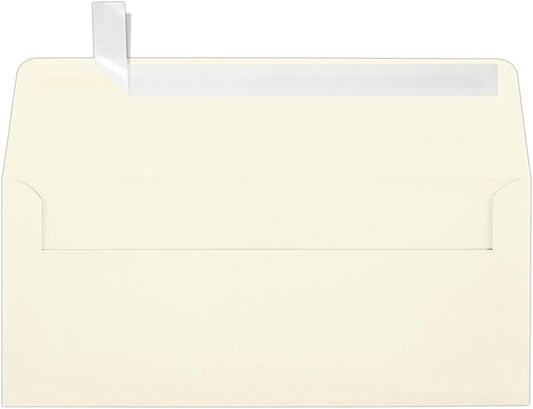 LUXPaper #10 Business Envelopes | Peel & Press | 4 1/8" x 9 1/2" | Natural | 30% Recycled | 80lb. Text | 50 Qty
