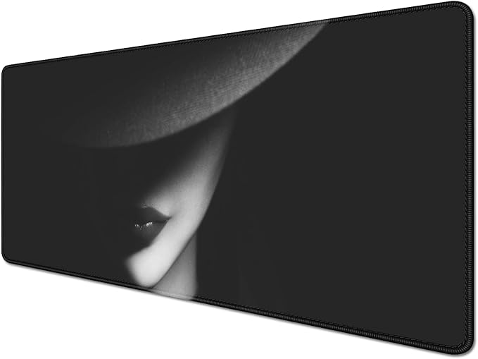 Cool Girl Mouse Pad Black and White Desk Mats on Top of Desks Large Gaming Mouse Pad Big Mousepad with Stitched Edge Non-Slip Rubber Base for Office School Home (27.5X11.8 in)