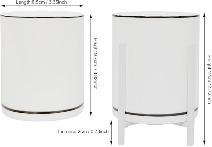 Desk Ceramic Pencil Cup with Metal Legs, Ceramic Pencil Cup, Black and White Pen Holder Cup for Office, Desk Decor for Women Girls, Cute Makeup Brushes Holder