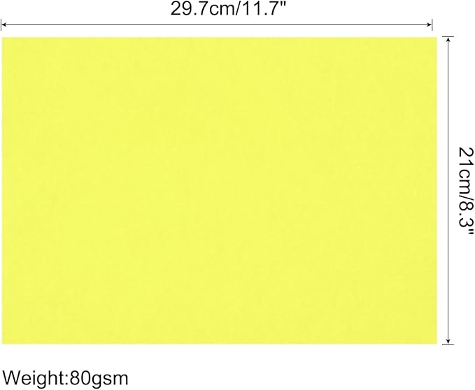 MECCANIXITY 75 Sheets A4 Colored Print Copy Paper 8.5" x 11" Origami Paper Printer Paper 75gsm for Printing, Document Copying, Art Craft, Bright Yellow