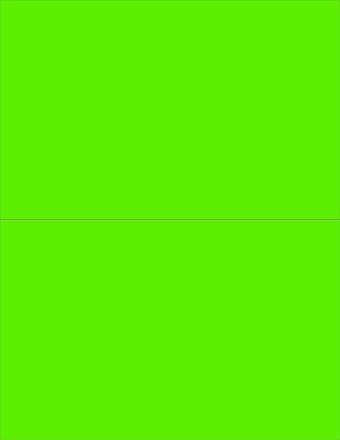 NextDayLabels 8-1/2 x 11" Neon Color High Light Fluorescent Labels for Laser & Inkjet Printer (Green Fluorescent, 8-1/2" x 5-1/2" - 2 Per Page | 50 Labels)
