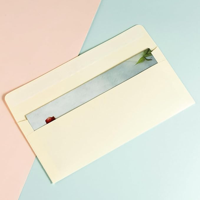 100 Pack Colorful #10 Business Envelopes Self Seal Standard Envelopes for Office Checks, Business, Letter Mailing Invoices, 4.13 x 9.49 Inches (Cream Color)