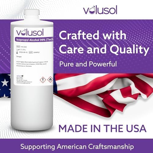 Volu-Sol Isopropyl Alcohol 99% (Isopropanol) - High Purity, USP | Kosher Grade IPA for Medical, Lab Equipment & Electronics, Clear Bottle, 4 Gallons (128 oz) (16 Quarts)