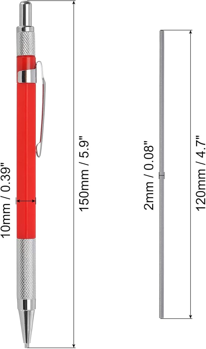 PATIKIL Mechanical Pencil with 12Pcs Multicolor Refills, Write Smoothly Portable Pencil with Built-in Sharpener for Drafting Painting Designing, Red