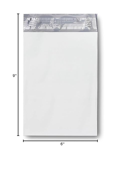 KKBESTPACK Poly Mailers Envelope Shipping Bags, 6" x 9", White, 100 Count (Pack of 1)