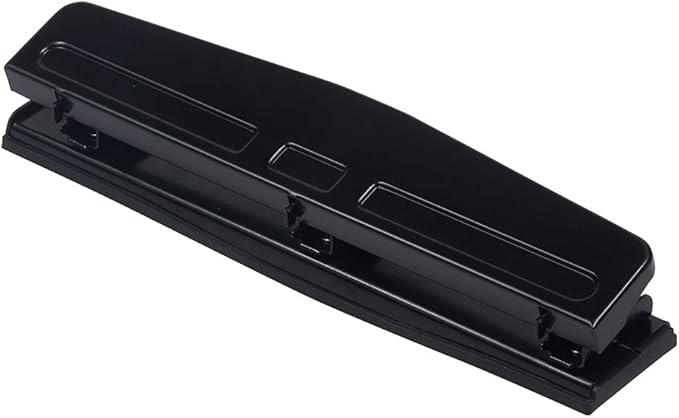 JAM PAPER Metal 3 Hole Punch - Black - 10 Sheet Capacity - Hole Puncher Sold Individually