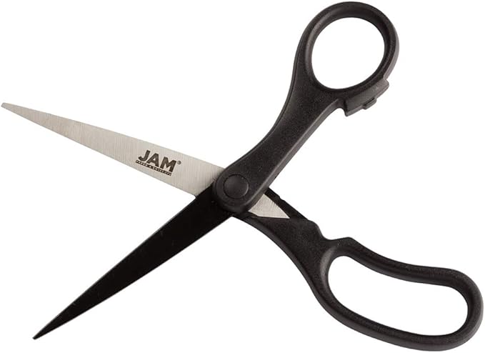 JAM PAPER Multi-Purpose Precision Scissors - 8 Inch - Black - Ergonomic Handle & Stainless Steel Blades - Sold Individually