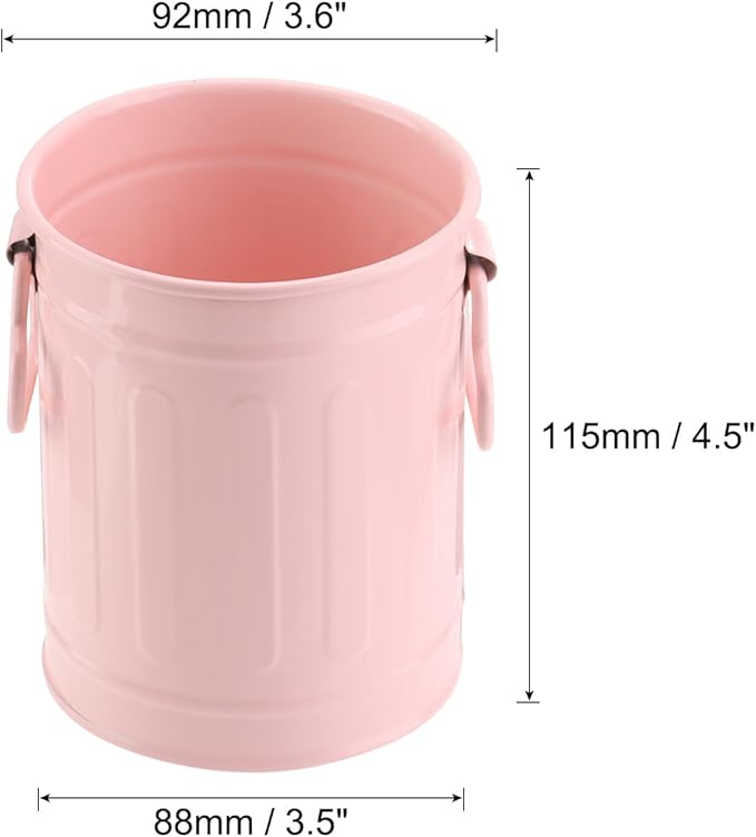 PATIKIL Barrel Pencil Holder, Metal Pen Holder for Desk Pencil Holders Cup Organizer with Handles Makeup Brush Holder Stationery Storage, Pink