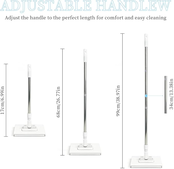 Snap Grip Mini Mop,Gap Cleaner with No-Touch Pad Change, Extendable Retractable Flat Mop for Under Couch/Bed, 360° Swivel Head Hard to Reach Corner Duster, Includes 5 Washable Microfiber Pads