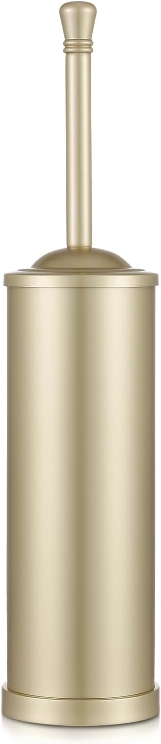 Gold Toilet Brush and Holder Set,304 Stainless Steel Toilet Bowl Brush and Holder for Bathroom,Heavy Duty Toilet Brush,Durable Scrubbing Bristles,Splash Resistant,Long Hanlde