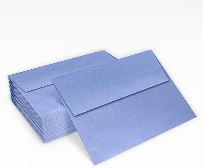 LUXPaper A2 Invitation Envelopes | Peel & Press | 4 3/8" x 5 3/4" | Vista Blue Metallic | 80lb. Text | 50 Qty