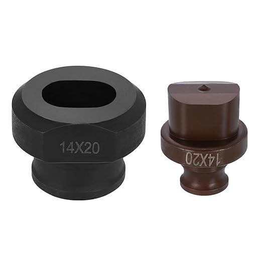 HARFINGTON Hydraulic Hole Punch Die 14x20mm Oval Hole 40Cr Steel Electric Punching Kit for MHP-20 JP-20 Electric Punching Machine, Burgundy & Black