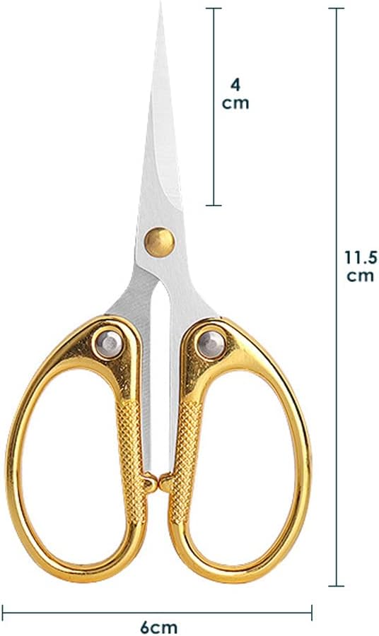 4.5" All Stainless Steel Embroidery Scissors for Sewing, Small Sharp Scissors Craft Shear for DIY Art Work Handicrafts Needlework Tool and Daily Use Gold