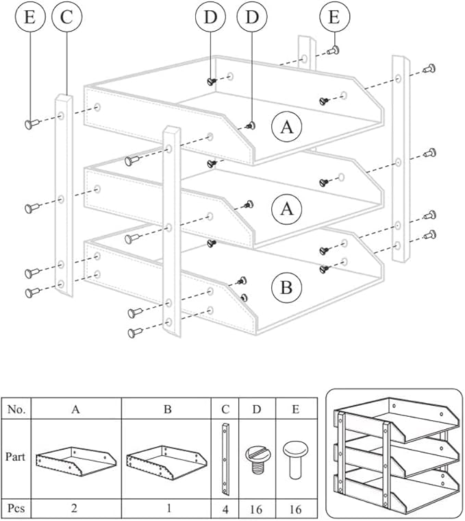 Leather Desk Organize Holder,3-Layer Stackable Letter Tray,Used to Store documents,Folders,Stationery,Magazines,Paper,and Other Home Office Supplies,Desk File Rack (Grey)