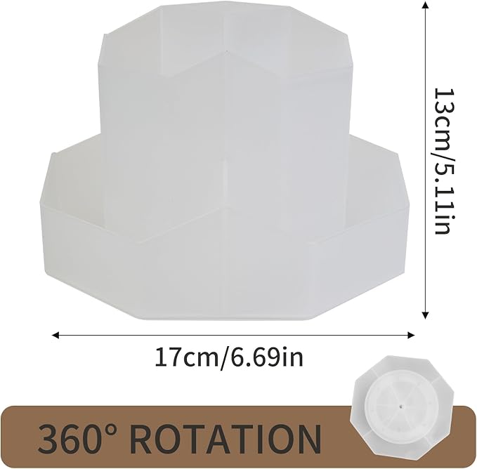 INSTOME Desktop Organizer with Pencil Holders,360°Rotating Pen Holder for Desk Organizer,9 Compartments and Makeup Brush Holders,Multifunctional Office Supplies for Home,Teachers and School (Clear)