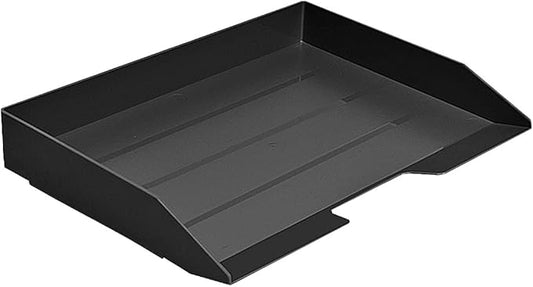 Acrimet Stackable Letter Tray Single Side Load, Plastic, Desktop File Organizer (Black Color) (1 Unit)