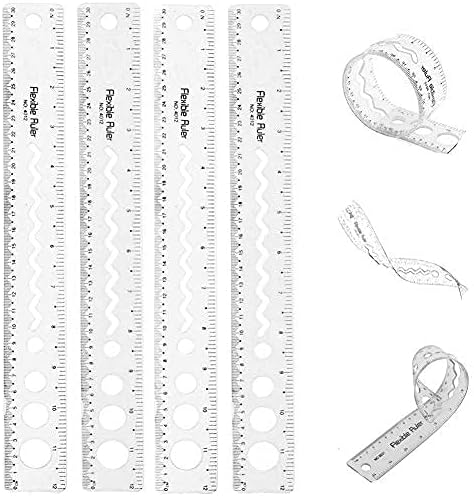 8 PCS Unbreakable Rubber Ruler 30cm / 12 inch Bendy Multipack Flexible Clear Rulers Soft Tape Measurement Shatterproof Bendable Straight Ruler for School Classroom Office Supplies