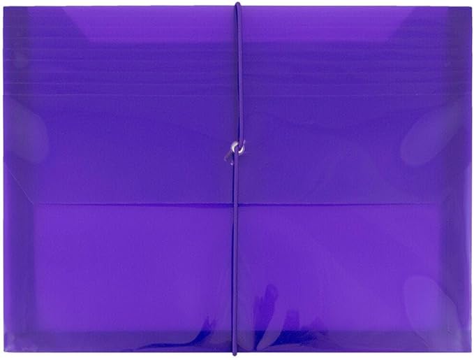 JAM PAPER Plastic Expansion Envelopes with Elastic Band Closure - Letter Booklet - 9 3/4 x 13 with 2.5 Inch Expansion - Purple - 3/Pack
