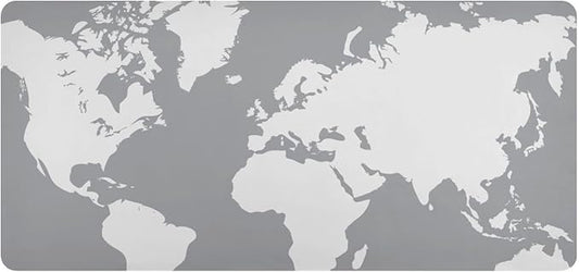 Mouse Pad Desk Mat Leather Desk Pad Large Gaming Desk Cover Protector Mat for Keyboard Computer Laptop Office Waterproof 47.2 x 23.6 Inch World Map Grey