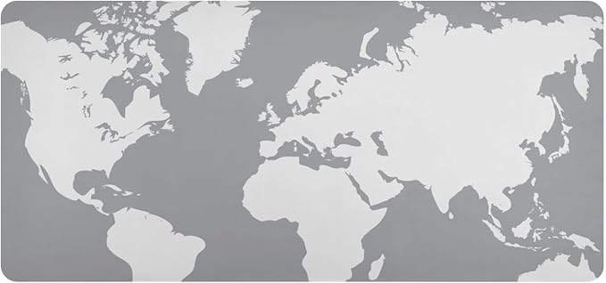 Mouse Pad Desk Mat Leather Desk Pad Large Gaming Desk Cover Protector Mat for Keyboard Computer Laptop Office Waterproof 35.4 x 16.5 Inch World Map Grey