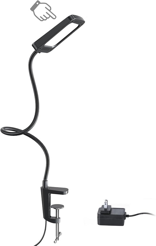 TROND LED Desk Lamp with Clamp, 1000LM Super Bright 3-Level Dimmable Desk Light 6000K Daylight, Extra-Long Flexible Gooseneck Clip on Light, Eye-Care Clamp Lamp for Painting, Workbench,Reading