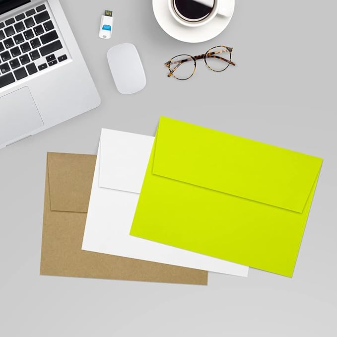 LUXPaper A7 Invitation Envelopes | Peel & Press | 5 1/4" x 7 1/4" | Wasabi Green | 80lb. Text | 50 Qty