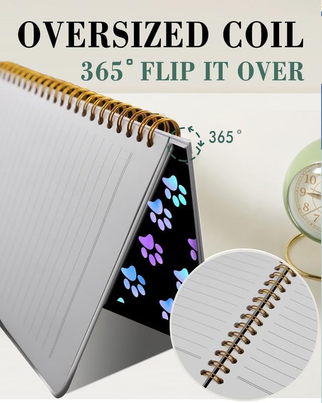 Spiral Journal Notebook,A5 Hardcover Lined Journals for Women Girl 6 x 8.3 in,120 Pages Thick Paper,Cute College Ruled Writing Notebook for Gifts Office Work School(Purple Dog Paw)