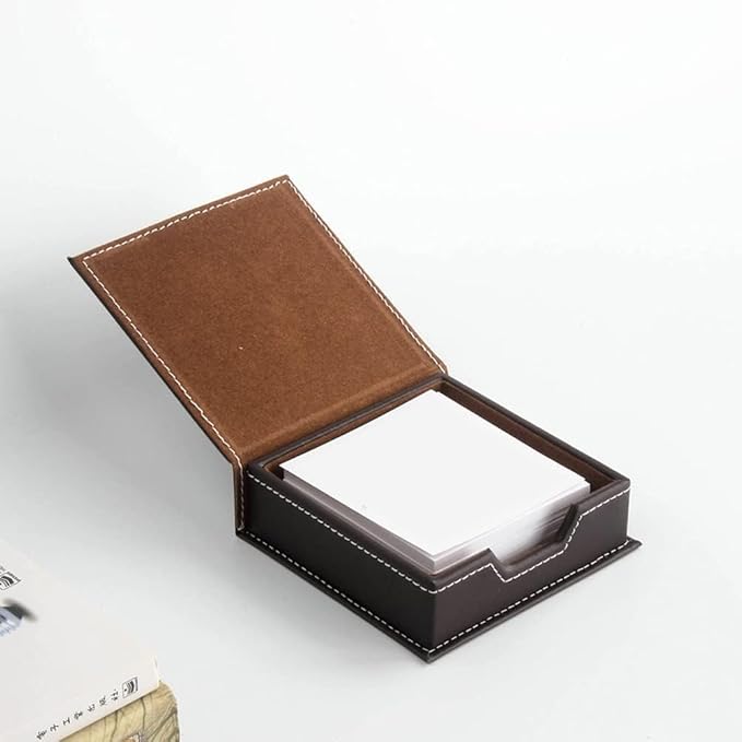 KINGFOM T31-6PCS/SET Office Desktop Decor Organizer Supplies Set PU Leather Remote Control Collection Holder, Pencil Holder Box, Business Card Holder, Mouse Pad, Sticky Notes Paper and Dispenser