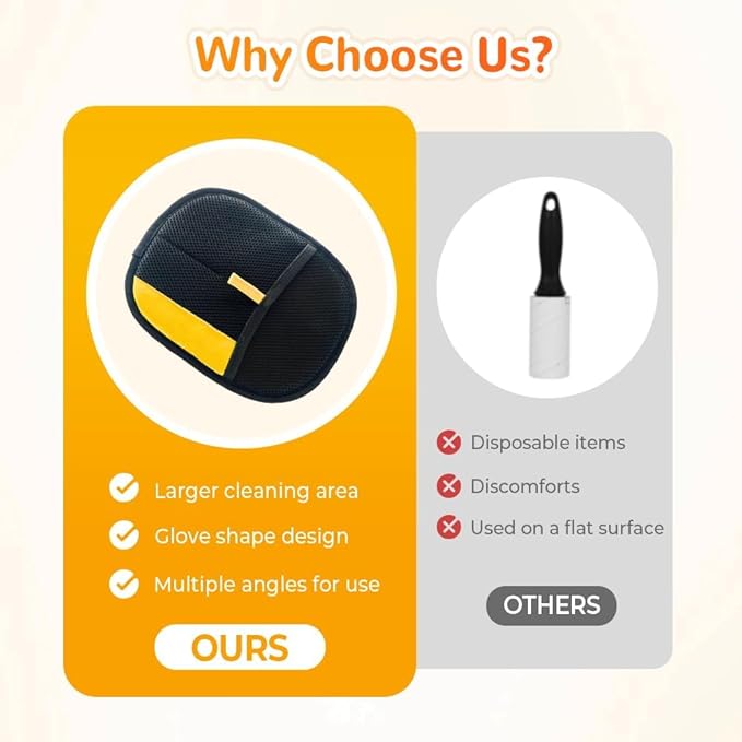 KOURRTER Pet Hair Removal Glove for Cats & Dogs, Upgraded Thickened Double Sided Grooming Glove, Powerful Cat Grooming Gloves, Reusable Hair Remover Glove for Couch, Furniture, Carpet, Curtain (3pcs)