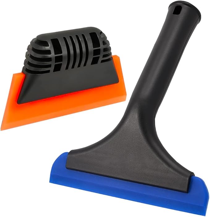Cotonlake 6" Small Silicone Squeegee 5-inch Handy Small Rubber Window Shower Squeegee Auto Water Blade for Car Windshield, Window, Mirror, Glass Door, Ice Snow Removal Scraper Tool (Blue and Orange)