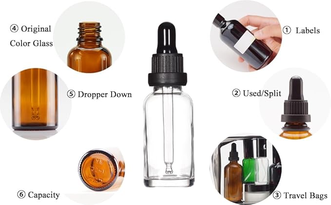 YIZHAO Clear Glass Dropper Bottle 1oz, Tincture Bottles with Glass Dropper, for Essential Oils, Aromatherapy, Cosmetic, Laboratory, Pharmacy, Liquids, Travel –12 Pcs