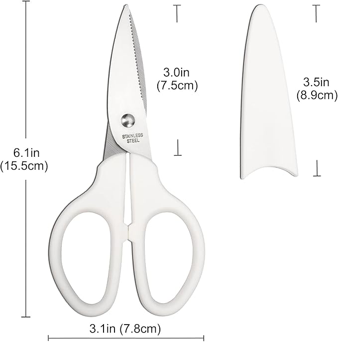 6in Multipurpose Scissors, Comfort Grip, Stainless Steel Sharp Basic Shears for Office Home Household Kitchen School Craft Supplies w/Protective Cover