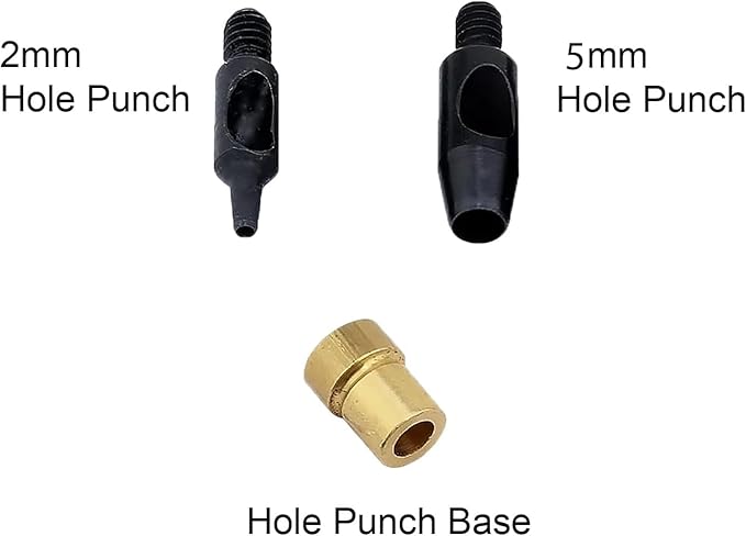 Hand Press with Brass 14 mm and 17 mm Jean Buttons Nipple Rivets 5mm (Nr3) Eyelets 7 and 9 mm Single Capped Rivets Matching Dies and Hole Punch (Red Press)