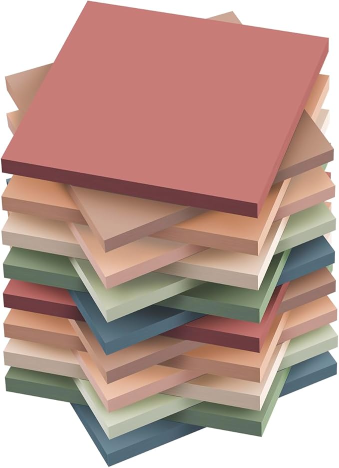 (16 Pack) Sticky Notes 3x3, Vintage Colors, Sticky Pads, Recyclable, Easy to Stick for Home, Office, Notebook