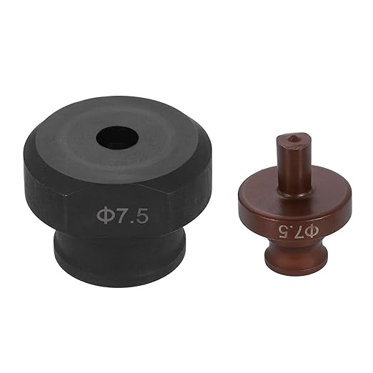 HARFINGTON Hydraulic Hole Punch Die 7.5mm Round Hole 40Cr Steel Electric Punching Kit for MHP-20 JP-20 Electric Punching Machine, Burgundy & Black