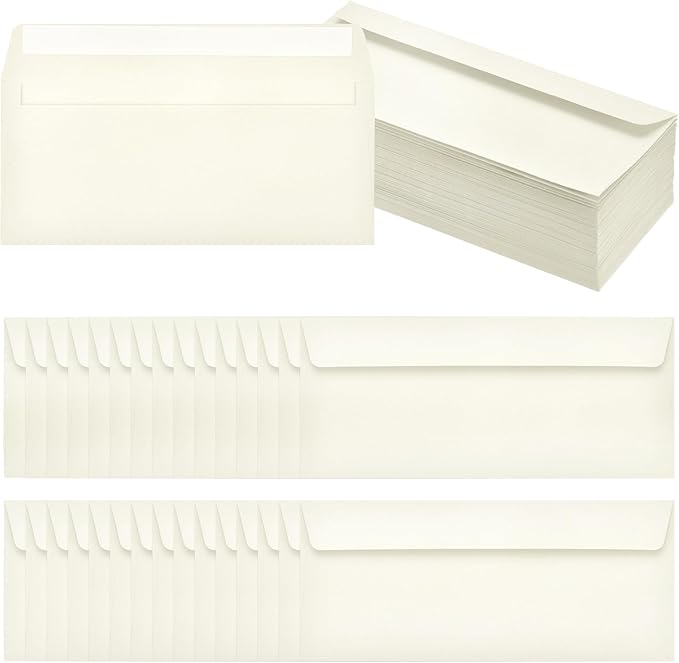 PATIKIL 100 Pack Beige #10 Business Envelopes, Colored Self Seal Letter Size Envelopes for Business Mailing Office Checks Invitation, 4-1/8 x 9-1/2 Inches