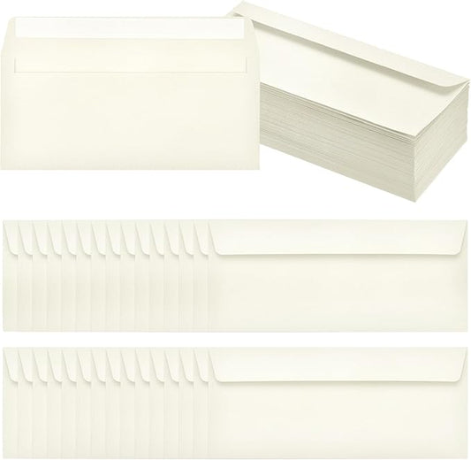 PATIKIL 100 Pack Beige #10 Business Envelopes, Colored Self Seal Letter Size Envelopes for Business Mailing Office Checks Invitation, 4-1/8 x 9-1/2 Inches