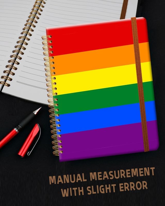Ruled Spiral Writing Notebook,A5 Hardcover Lined College Journal for Women Lady Girl,Strong Twin-Wire Binding with Premium Paper,8.4" X 6",Perfect for School,Office,Home Gifts(Rainbow Pride Flag)