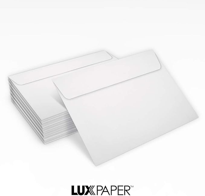 LUXPaper A7 Invitation Envelopes | 5 1/4" x 7 1/4" | White | 24lb. Text | 250 Qty