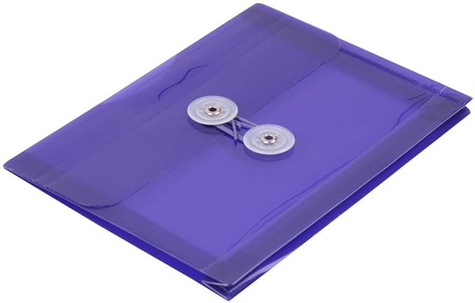 JAM PAPER Plastic Envelopes with Button & String Tie Closure - Index Size - 5 1/2 x 7 1/2 - Assorted Colors - 6/Pack